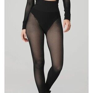 Alo Yoga High-Waist Mesh 7/8 Black Seamless Legging Fishnet Women’s Size XXS